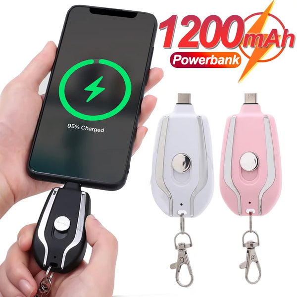 Portable Keychain Charger Compatible with Android 1500mAh Durable Key Chain Phone Charger Type-C