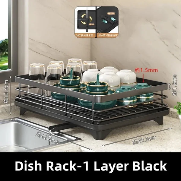  Dish Drying Rack with Storage for Bowls, Knives, and more