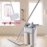 Floor Wiper Mop Set with Bucket and 10 Microfiber Cleaning Pads