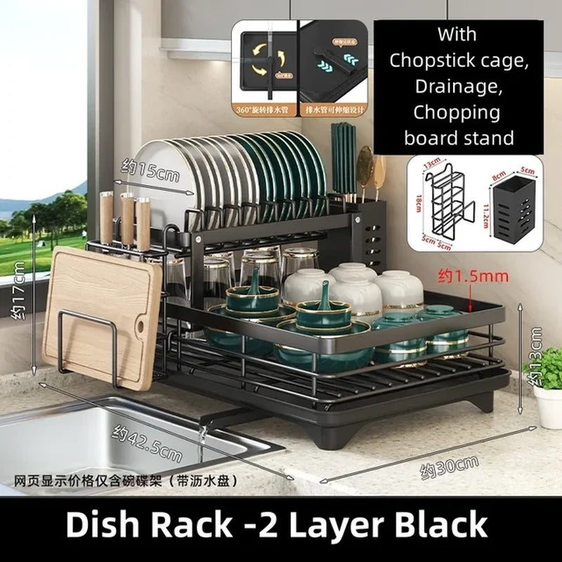  Dish Drying Rack with Storage for Bowls, Knives, and more
