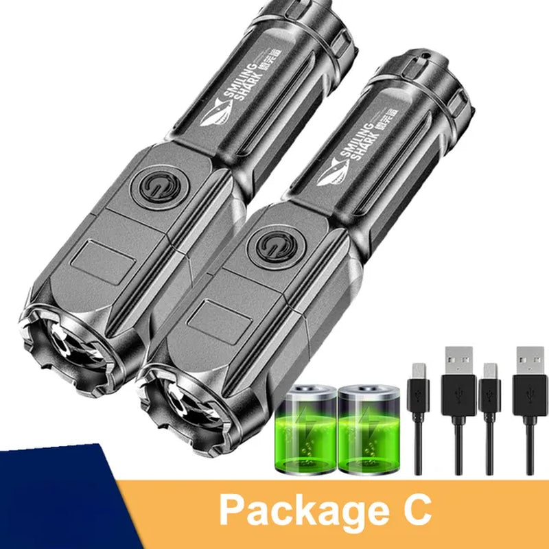 Powerful USB Rechargeable LED Flashlight