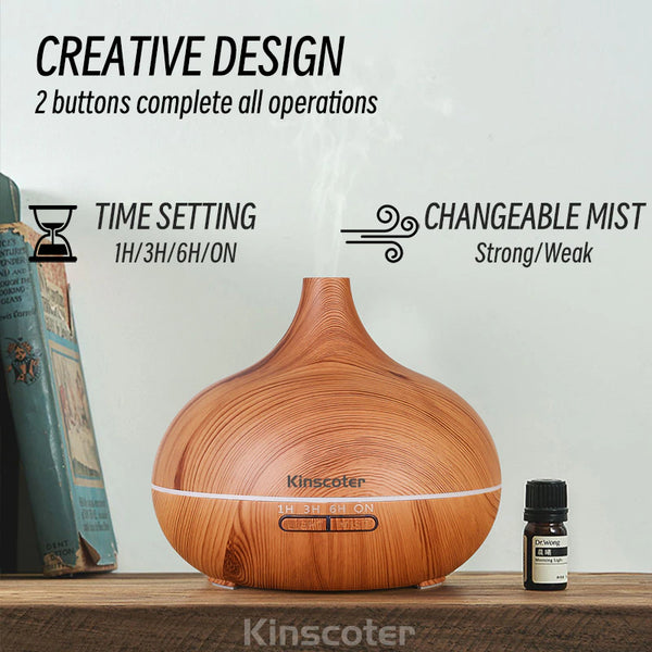 Wood Grain Aromatherapy Essential Oil Diffuser - 500ml